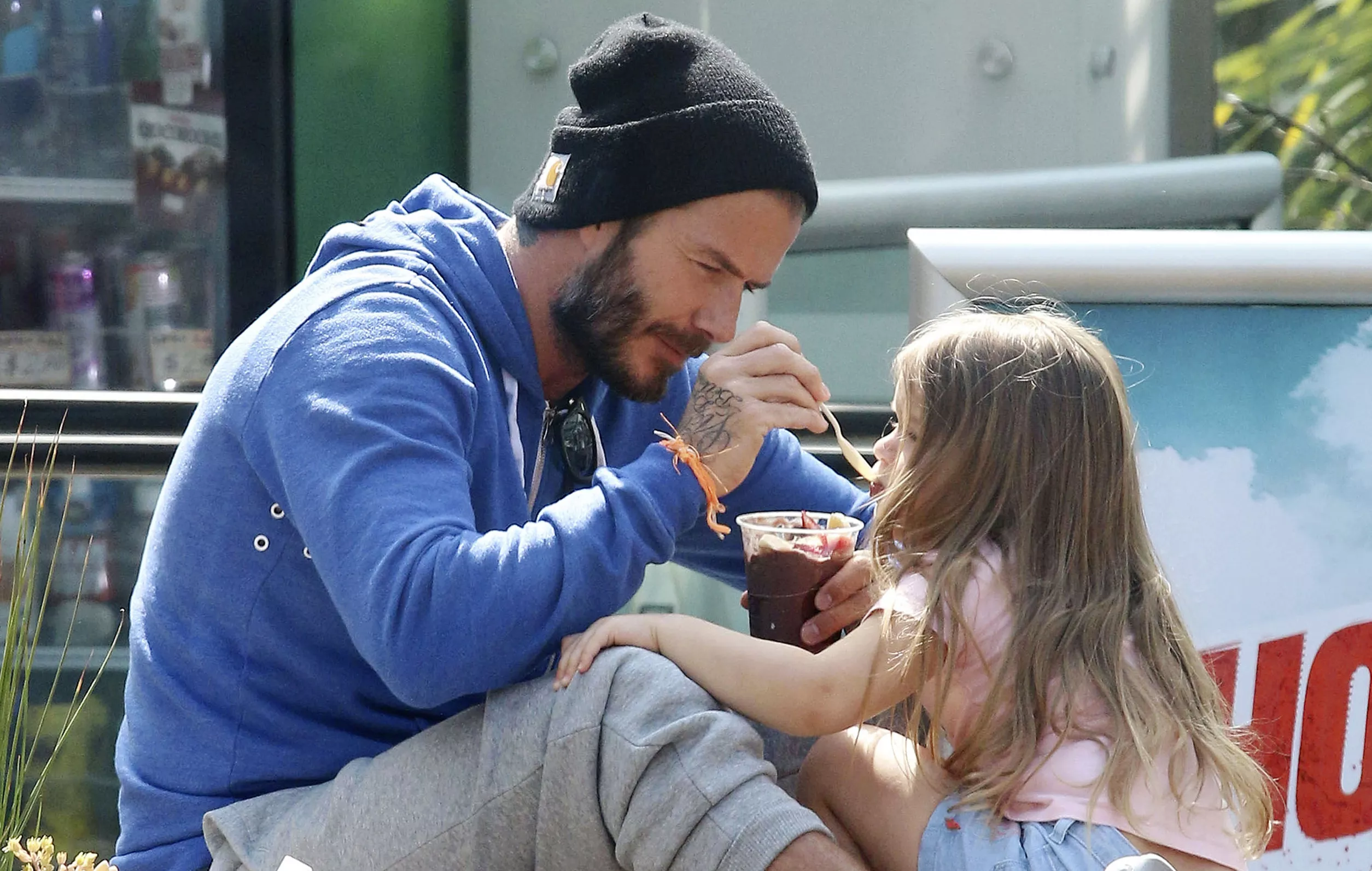 David Beckham ja Harper-tytär toukokuussa 2015.