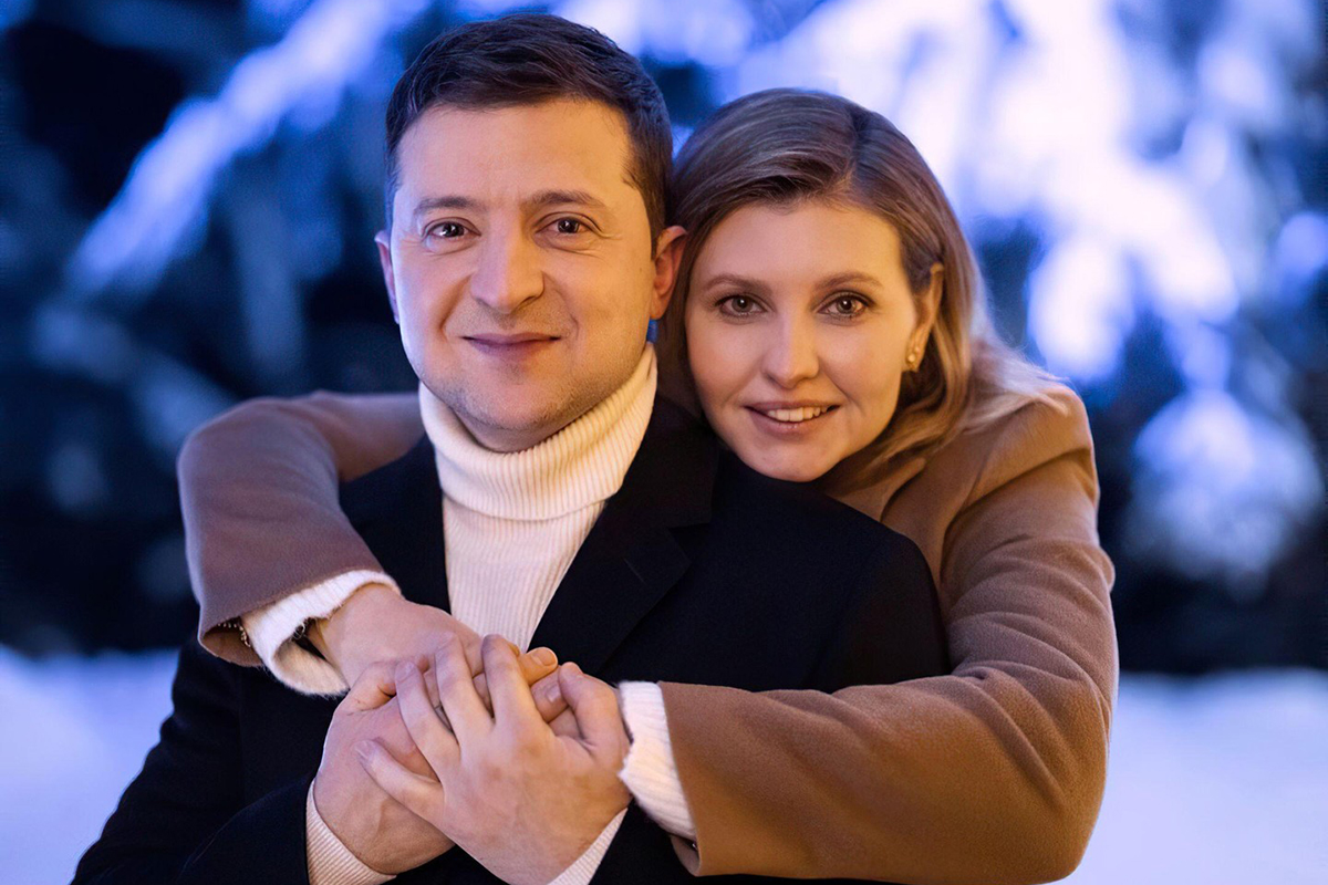 Ukrainan presidentin perhe: kuvassa Volodymyr Zelenskyi ja Olena Zelenska